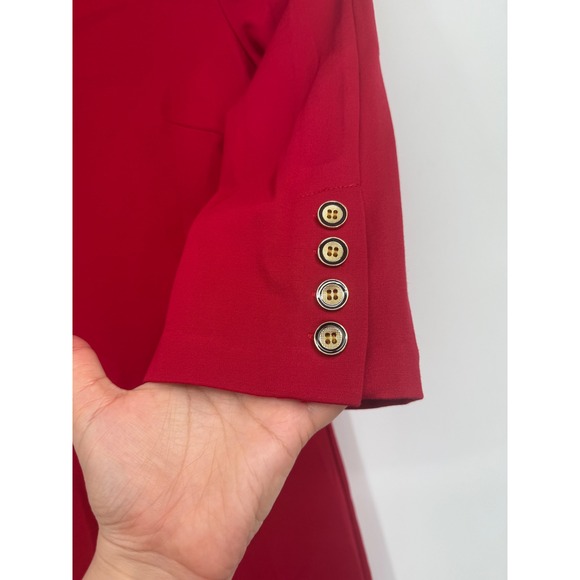 J.McLaughlin Odelia Split V Neck 3/4 Buttons Sleeves Career Shift Dress Red Sz S - Picture 3 of 6